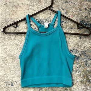 Teal Ribbed Women's Crop Top